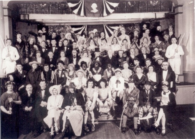 &quot;Women-less Wedding Fundrasier&quot; circa 1935 2nd floor of the old firehouse. Walter Sullivan (grandfather of Jay Anderson) 1st row, 2nd from right