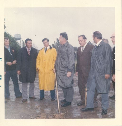 Ground Breaking for current firehouse May 1974. L-R; Dana Seipp, John Korman, John Lang, Herman Hare, Robert Wheeler, Wally Boston, Ed Snyder