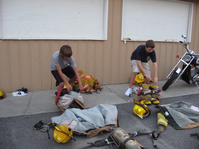 07-17-2008.  Firefighter Skills Races  - Two man flat ladder raise.