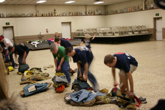 Donning turnout gear race, 2008.