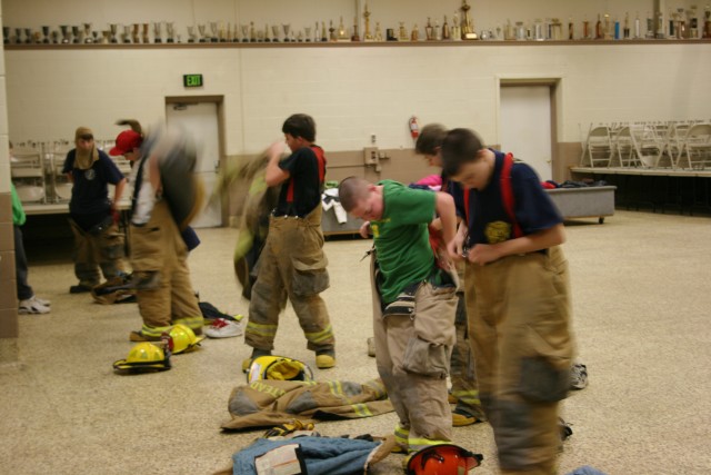 Donning turnout gear race, 2008.