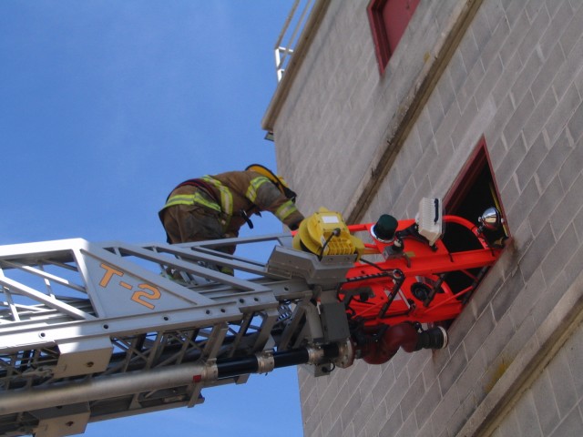 Juniors Day, 09-20-2008.  Aerial ladder training - at the tip.