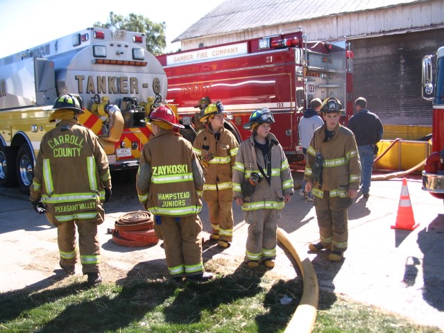 Westminster House Burn Training, 10-19-2008.  Standing by.