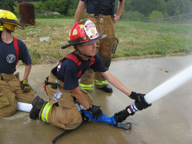 Hoseline Training, 8-24-2008.  Master stream operation with a Blitzfire Monitor.